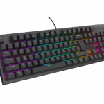 Tastatura gaming mecanica cu fir Genesis Thor 303, iluminare RGB, switch Tactile, switch model Outemu Brown, numar taste 104, 11 butoane multimedia, lungime cablu 1.8m, dimensiuni 442 x 136 x 36 mm, negru