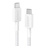 ablu alimentare si date Anker, USB Type-C (T) la USB Type-C (T), 0.9m rata transfer 480 Mbps, 60W, invelis nylon, braided, alb, "A81F5G21"