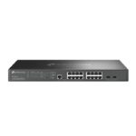 Omada 16-Port 2.5GBASE-T and 2-Port 10GE SFP+ L2+ Managed Switch with 8- Port PoE+ PORT: 8× 2.5G PoE+ Ports, 8× 2.5G Non-PoE Ports, 2× 10G SFP+ Slots, RJ45/Micro-USB Console Port SPEC: 802.3at/af, 240 W PoE Power, 1U 19-inch Rack-mountable Steel Case FEATURE: Integration with Omada SDN
