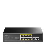 CUDY 8-Port 10/100M PSE RJ-45  +2 RJ45 10/100M Uplink Port Unmanaged PoE+ Switch, CCTV/VLAN/Watchdog ON/OFF Switch(New version), long distance:250M at CCTV mode.  802.3af/at standard, Support PD Alive Function, ±4 KV Surge Protection, Alternative 1/2(+),3/6(-),Steel Case, 120W Internal Power Supply