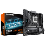 GIGABYTE B850M EAGLE WIFI6E. Processor manufacturer: AMD, Processor socket: Socket AM5, Compatible processor series: AMD Ryzen 7000 Series, AMD Ryzen 8000 Series, AMD Ryzen 9000 Series. Supported memory types: DDR5-SDRAM, Maximum internal memory: 256 GB, Memory slots type: DIMM. Supported storage