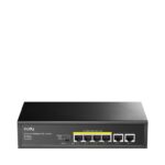 CUDY 6-Port 10/100M PoE Switch with 4 POE Ports Unmanaged Desktop Switch, support 4-port IEEE 802.3at PoE+ Injector (Port-1 to Port-4), Supports PoE power up to 30W for each PoE port, CCTV Mode (Transmit distance up to 250m at 10Mbps),  Fanless, ±4KV Surge Protection, Steel case, Watchdog, 60W