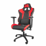 Scaun gaming Genesis Nitro 770, material piele ecologica + Textil, reglabil pe inaltime, greutate maxima suportata 150 kg, inaltime scaun reglabil 45.5 - 54.5 cm, spatar ajustabil 180°, dimensiuni roti 60mm, echipat cu piston cu gaz clasa 4, manere 2D, negru/rosu