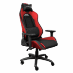 Scaun gaming Trust GXT 714B Ruya Comfortable, roti, ridicare pe gaz clasa 4, adjustabil pe inaltime, material plastic + PU leather, greutate maxima suportata 150 kg, negru/rosu