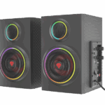 Sistem audio 2.0 Genesis HELIUM 300BT, putere totala RMS 24 W, frecventa raspuns 100 - 20000 Hz, material lemn, iluminare ARGB, negru