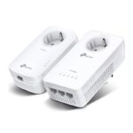 AV1300 Gigabit Passthrough Powerline AC1200 Wi-Fi Kit KIT: 1× TL-WPA8631P + 1× TL-PA8010P TL-WPA8631P: SPEED: 300 Mbps at 2.4 GHz + 867 Mbps at 5 GHz, 1300 Mbps Powerline SPEC: Qualcomm CPU, 3× Gigabit Ports, AC-Passthrough, Wall Plugged, HomePlug AV2 FEATURE: Plug and Play, tpPLC Utility, tpPLC