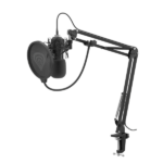 Microfon Genesis Radium 400 G2 Studio, tip condenser, model cardioid, suport fix, conectivitate USB-C, USB-A, raspuns in frecventa 20 - 20000 Hz, sensibilitate -29 dB, lungime cablu 250 cm, negru