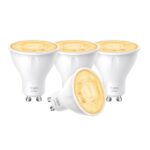 Smart Wi-Fi Spotlight, Dimmable, 4-Pack SPEC: 2.4 GHz, IEEE 802.11b/g/n, GU10 Base, 220–240 V, 50/60 Hz, 350 lm, 2.9 W, 2,700 K, Beam Angle 40° , 3 kWh / 1000h, lifetime up to 15,000 hrs, Energy Efficiency Class D. FEATURE: Dimmable, No Hub Required, Voice Control (works with Amazon Alexa