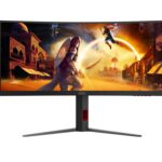 Monitor AOC 34" CU34G4, Curvature: 1500R, Diagonal (inch): 34, Diagonal (cm): 86, Aspect ratio: 21:9, Panel: VA, Resolution: 3440x1440, Refresh Rate: 180Hz, Response time GtG: 1ms, Response time MPRT: 0.5ms, Brightness (max): 300 cd/m², Contrast (static) : 2500:1, Viewing angle: 178/178, Color Gamut