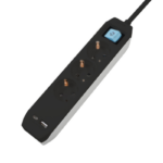 PRELUNGITOR SPACER, Schuko x 3, conectare prin Schuko (T),Type-C x1, USB x 1, 3.1A, cablu 1.8m, 16 A, max. 3500W, protectie copii, Intrerupator, Negru.