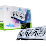 Placă video MSI GeForce RTX 5070 12G GAMING TRIO OC, GPU NVIDIA Ada Lovelace, 12 GB GDDR7 pe 192-bit, interfață PCI Express 5.0 x16, frecvență boost ~2625 MHz, ieșiri 3×DisplayPort 2.1 și 1×HDMI 2.1.