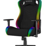Scaun gaming Genesis TRIT 660, material textil, iluminare RGB, reglabil pe inaltime, greutate maxima suportata 150 kg, inaltime scaun reglabil 45 - 52 cm, spatar ajustabil 160°, dimensiuni roti 60mm,  echipat cu piston cu gaz clasa 4, manere 2D, negru
