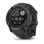 Garmin Instinct 2X Solar. Display diagonal: 2.79 cm (1.1"), Display technology: MIP, Display resolution: 176 x 176 pixels, Touchscreen. GPS (satellite). Weight: 67 g. Band material: Silicone, Band colour: Graphite, Band size: One Size