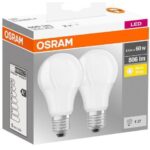 2 Becuri LED Osram Base Classic A, E27, 8.5W (60W), 806 lm, luminacalda(2700K)