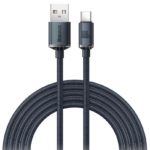 CABLU alimentare si date Baseus Crystal Shine, Fast Charging Data Cable pt. smartphone, USB la USB Type-C 100W, 2m, braided, negru