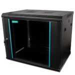 CABINET 19″ SPACER 9U 600x450mm, fixare pe perete, Flatpack (dezasamblat), Black, usa sticla cu blocare, panouri detasabile, otel 1.5mm, sarcina maxima 60Kg - Image 4