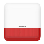 Sirene de exterior wireless AXPRO Hikvision DS-PS1-E-WE(Red Indicator), frecventa de operare: 868 MHz, comunicare bidirectionala Tri-X wireless protocol, distanta de comunica RF: 1600metri, criptare: AES-128, 2 x tamper, Strobe light RED, nivel sonor: 110 dB, 3 tipuri de sonerii de alarma: alarma la