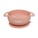 Set diversificare 5 piese silicon : baveta, bol, farfurie, lingurita si furculita, roz, U-Grow - Image 2