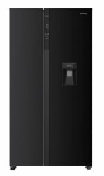 Side by Side HEINNER HSBS-HM529NFBKWDE++, No Frost, 529 L, Clasa E, Dozator apa, Negru
