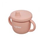 Set diversificare 3 piese silicon : bol , farfurie si cana cu cioc, roz, U-Grow - Image 5