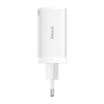 Incarcator retea Baseus GaN5 PRO, Quick Charge 65W, 2 porturi USB PD, 1 port USB Quick Charge, include cablu USB -C la USB-C de 100W, lungime 1m, alb - Image 3