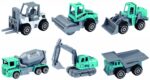 MACHETA DIE CAST, SET 6 UTILAJE, SCARA 1/64, 7.5CM, DIVERSE MODELE SI CULORI- INCARCATOR, COMPACTOR, BULDOZER, BETONIERA, EXCAVATOR SENILE, BASCULANTA- ALB, BLEU,NEGRU SI GALBEN - Image 2