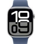 Apple Watch Series 10 GPS + Cellular 46mm Silver Aluminium Case with Denim Sport Band - S/M