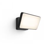 Proiector LED inteligent Philips Hue Welcome, 20.5W (80W), 2300 lm ,lumina calda (2700K), dimabila, IP44, 160x220x153mm, Negru