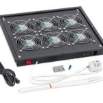 Panou ventilatie Triton pentru rack de podea 19", 6 ventilatoare 230V/60W cu termostat, flux axial, Negru