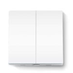 TP-LINK TAPO S220 intrerupator inteligent dublu (NECESITA HUB TAPO), Wireless: 868 MHz, incarcare maxima: 600 W LED/600W CFL/1000W INC/1000WFTL/Ventilator de 50 W, Dimensiuni: 87.1 × 86 × 41 mm, Alimentare: 2× Baterii AAA 1.5 V