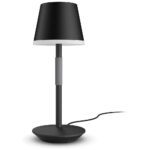 Lampa LED RGB Philips Hue Go, Bluetooth, cu acumulator, 6W, 530 lm ,lumina alba si color (2000-6500K), IP20, 35cm, Metal, Negru - Image 2