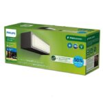 Aplica LED pentru exterior Philips STRATOSPHERE, 3.8W, 800 lm, lumina calda (2700K), IP44, 203x63x68mm, Antracit