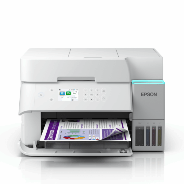 Multifunctional inkjet color Epson EcoTank CISS L6376, culoare alb, dimensiune A4 (Printare,Copiere, Scanare), printare borderless, viteza 35ppm alb-negru, 23ppm color, rezolutie 4800x1200 dpi, alimentare hartie 250 coli,ADF 30 coli, duplex automat ,scanner CIS rezolutie 1200x2400, Interfata: USB