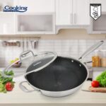 TIGAIE WOK INOX + CAPAC STICLA 30x8.5 CM, 4.5L, TITANIUM3, COOKING BY HEINNER - Image 7