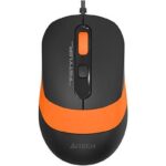 Mouse A4tech cu fir, interfata USB, rezolutie 1600 DPI, dimensiuni 108 x 64 x 35 mm, negru/portocaliu