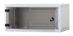 Rack de perete Triton sectiune simpla 18U 600mm adancime usa sticla panouri laterale detasabile, sectiuni acces cabluri sus/jos/spate securizare cu cheie, 1 pereche montanti reglabili, fabricat din tabla galvanizata IP30 gri - Image 2
