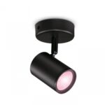 Spot LED RGB WiZ Imageo, Wi-Fi, Bluetooth, 4.9W, 345 lm, lumina albasicolor (2200-6500K), IP20, Metal, Negru