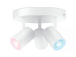 Spot LED RGB WiZ Imageo, Wi-Fi, Bluetooth, control vocal, 3xGU10, 3x5W, 1035 lm, lumina alba si color (2200-6500K), IP20, 12.3x21cm, Metal, Alb