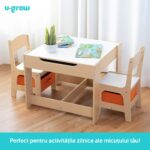 Set masuta si 2 scaune , lemn natur, U-Grow - Image 10