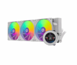 Cooler Procesor AQYRIS HYDRA 360 AIO ALB, marime radiator 360mm, 3 ventilatoare ARGB, Viteza ventilatoare 800-2000 RPM +/- 10%, Suport AMD: AM4/AM5, suport INTEL: LGA 20xx/115x/1200/1700, Airflow: 30-70 CFM, Nivel de zgomot pompa: 23dBA, Nivel de zgomot ventilator: 25-34dBA - Image 2