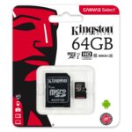 Card de Memorie MicroSDXC Kingston, 64GB, Canvas Select 80R, Clasa 10 UHS-I, R/W 80/10 MB/s, include adaptor SD, (pentru telefon)