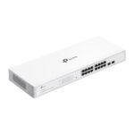 TP-LINK 16-Port Gigabit Smart Switch with 16× Gigabit RJ45 ports and 2× Gigabit SFP slots, Interfata:  16× 10/100/1000 Mbps RJ45 Ports (Auto- Negotiation/Auto MDI/MDIX), Dimensiuni: 440×180×44 mm, Capacitate Switch: 36 Gbps, Packet Forwarding Rate: 26.78 Mpps