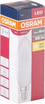 Bec LED Osram Value Classic B, E14, 7W (60W), 806 lm, lumina calda (2700K) - Image 2