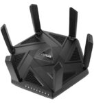 Router Wireless Asus RT-AXE7800, tri-band, WI-FI 6, , standarde reteaEEE 802.11a, IEEE 802.11b, IEEE 802.11g, WiFi 4 (802.11n) WiFi 5 (802.11ac), WiFi 6 (802.11ax), WiFi 6E (802.11ax), IPv4, IPv6 574+4804+2402 Mbps, 6 antene externe, Procesor: 1.7Ghz, 256mb ram, Tri-band Wi-Fi: 2.4 GHz / 5 GHz / 6