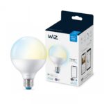 Bec LED inteligent WiZ Connected Whites G95, Wi-Fi, E27, 11W (75W) ,1055lm, lumina alba (2700-6500K), compatibil Google Assistant/Alexa/Siri