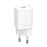 Incarcator retea Baseus Super Si, Quick Charge 20W, 1 x USB Type-C 5V/3Amax, include cablu USB Type-C la Lightning Iphone 1m, alb