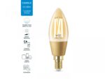Bec LED inteligent vintage (decorativ) WiZ Connected Filament Gold C35 ,Wi-Fi, E14, 4.9W (25W), 370 lm, lumina alba (2000-5000K), compatibilGoogle Assistant/Alexa/Siri - Image 2