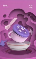 Bol 2 in 1 pentru snackuri cu lingurita, mov, U-Grow - Image 5