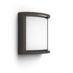 Aplica LED pentru exterior Philips Samondra, 12W (83W), 1200 lm ,luminacalda (2700K), IP44, 190x190x90mm, Antracit