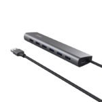 Hub Trust Halyx , 7 porturi USB 3.2 Gen 1, material aluminiu, input USB- C, output USB-A 7, gri - Image 5